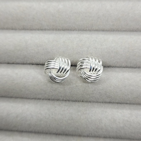 Sterling Silver Love Knot Ear Stud - Picture 2 of 5